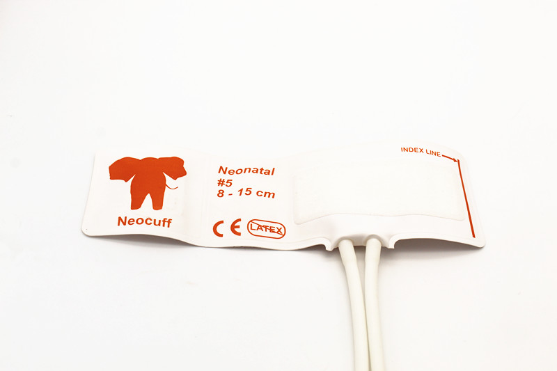 White TPU Double Hose Disposable NIBP Cuff Neonate #5 Use, 8-15cm